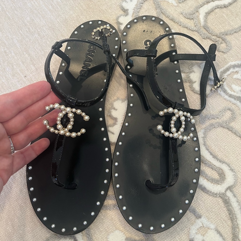 Authentic Chanel Pearl Sandals size 39.5